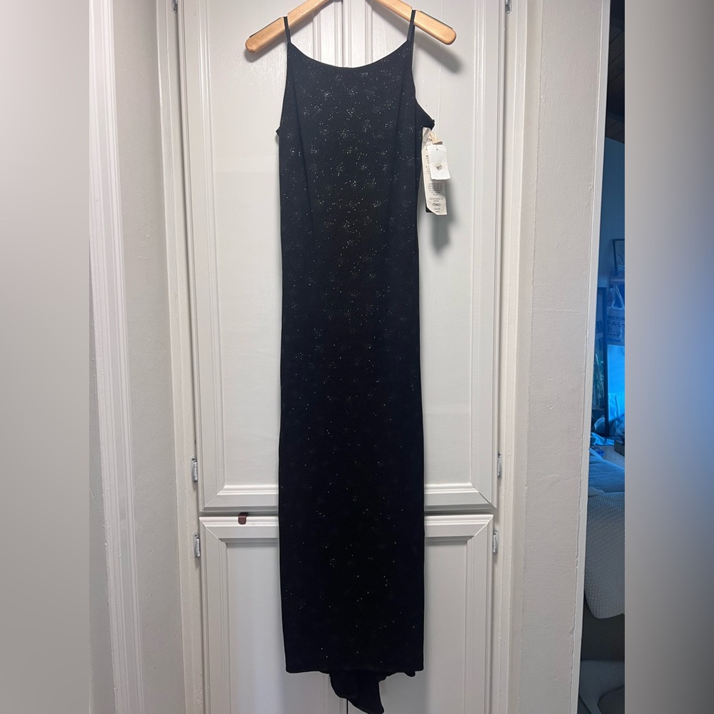 Bari Jay Black Sparkle Backless Maxi Dress